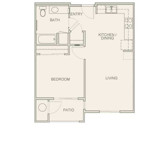 Olive Ranch Apartments | Unit A.1 One Bedroom Floor Plan